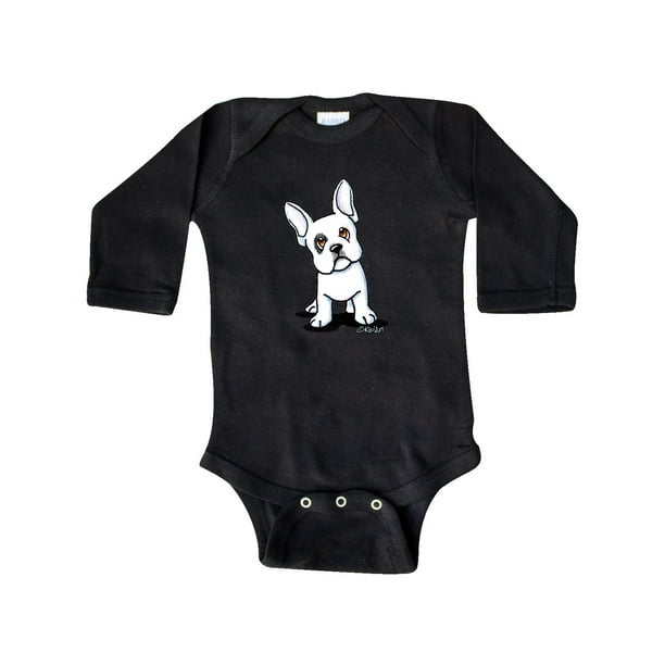 inktastic Black Eye White Frenchie Long Sleeve Creeper KiniArt inktastic Black Eye White Frenchie Long Sleeve Creeper KiniArt